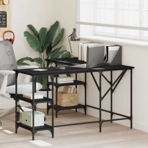 Desk Black 139x139x75 cm Engineered Wood