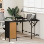 Desk Black 141x141x75 cm Engineered Wood