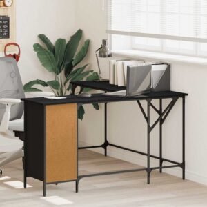 Desk Black 141x141x75 cm Engineered Wood