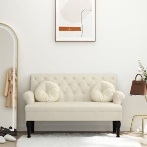 Bench with Backrest 120x62x75.5 cm Linen