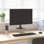 Monitor Stand White 100x20x8 cm Tempered Glass and Metal