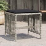 Garden Stools with Cushions 4 pcs Light Grey 41x41x36 cm Poly Rattan