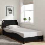 Bed Frame with Headboard "Dover" Black 90x190 cm Fabric
