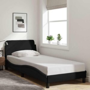 Bed Frame with Headboard "Dover" Black 90x190 cm Fabric