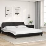 Bed Frame "Dover" Black&White 180x200 cm King Faux Leather