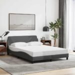 Bed Frame "Dover" Dark Grey 137x190 cm Double Fabric