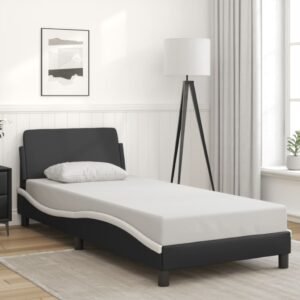 Bed Frame "Dover" Black and White 90x190 cm Faux Leather