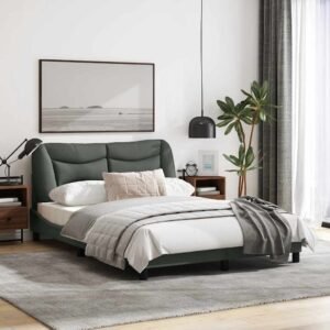 Bed Frame without Mattress "Hvar" Dark Grey 137x190 cm Double Fabric