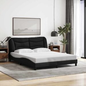 Bed Frame without Mattress "Hvar" Black 152x203 cm Queen Fabric
