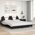 Bed Frame "Viana" without Mattress Black and White 180x200 cm King Faux Leather