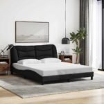 Bed Frame without Mattress "Hvar" Black 152x203 cm Queen Fabric