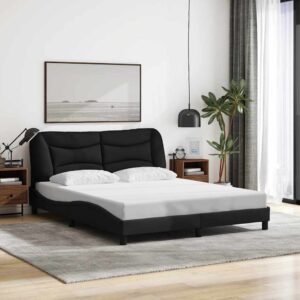 Bed Frame without Mattress "Hvar" Black 152x203 cm Queen Fabric