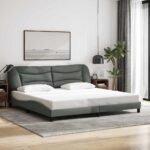 Bed Frame without Mattress "Hvar" Dark Grey 180x200 cm King Fabric