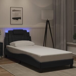 Bed Frame "Viana" with LED without Mattress Black 90x190 cm