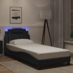 Bed Frame "Viana" with LED without Mattress Black 90x190 cm