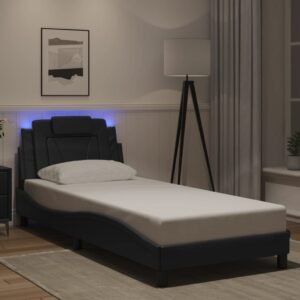 Bed Frame "Viana" with LED without Mattress Black 90x190 cm