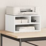 Printer Stand White 40x32x22.5 cm Engineered Wood