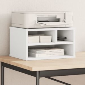 Printer Stand White 40x32x22.5 cm Engineered Wood