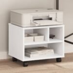 Printer Stand with Wheels White 41x32x34.5 cm