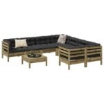 9 Piece Garden Sofa Set with Cushions Impregnated Wood Pine