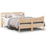 Bed Frame with Headboard 150x200 cm Solid Wood Pine