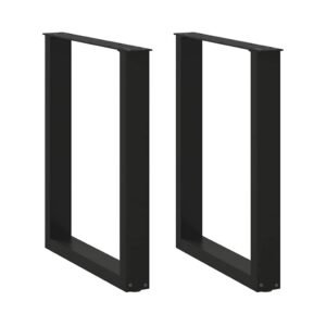 Dining Table Legs U-Shaped 2 pcs Black 70x(72-73) cm Steel