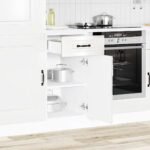 Kitchen Base Cabinet "Kalmar" High Gloss White Engineered Wood