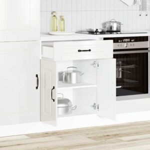 Kitchen Base Cabinet "Kalmar" High Gloss White Engineered Wood