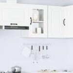 Kitchen Wall Cabinet with Glass Door Kalmar White Engineered Wood