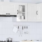 Kitchen Wall Cabinet with Glass Door "Kalmar" High Gloss White Engineered Wood