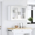 Kitchen Wall Cabinet with Glass Door "Kalmar" High Gloss White Engineered Wood
