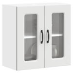 Kitchen Wall Cabinet with Glass Door Kalmar White Engineered Wood