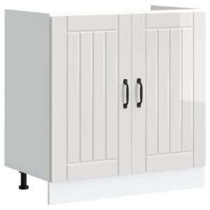 Sink Base Cabinet "Lucca" High Gloss White Engineered Wood