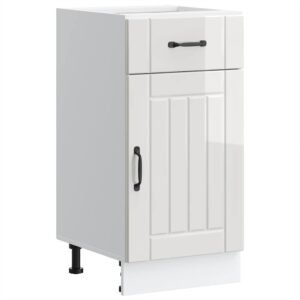 Kitchen Base Cabinet "Lucca" High Gloss White Engineered Wood