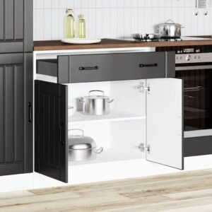 Kitchen Base Cabinet "Lucca" Black Engineered Wood