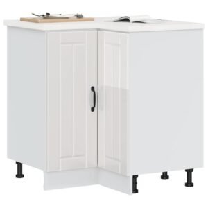 Kitchen Corner Base Cabinet "Lucca" High Gloss White Engineered Wood