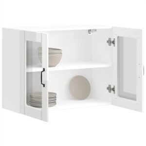 Kitchen Wall Cabinet with Glass Door "Lucca" High Gloss White Engineered Wood