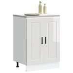 Kitchen Base Cabinet "Porto" High Gloss White Engineered Wood
