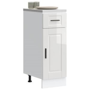 Kitchen Base Cabinet "Porto" High Gloss White Engineered Wood
