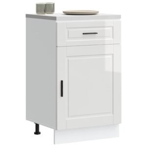 Kitchen Base Cabinet "Porto" High Gloss White Engineered Wood