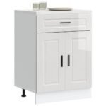 Kitchen Base Cabinet "Porto" High Gloss White Engineered Wood