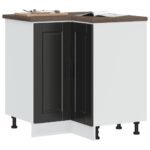 Kitchen Corner Base Cabinet "Porto" Black Engineered Wood