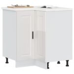 Kitchen Corner Base Cabinet "Porto" High Gloss White Engineered Wood