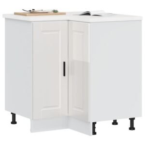 Kitchen Corner Base Cabinet "Porto" High Gloss White Engineered Wood