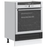 Oven Cabinet "Porto" Black Engineered Wood