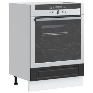 Oven Cabinet "Porto" Black Engineered Wood
