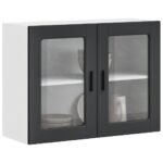 Kitchen Wall Cabinet with Glass Door "Porto" Black