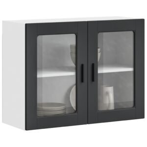 Kitchen Wall Cabinet with Glass Door "Porto" Black