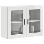Kitchen Wall Cabinet with Glass Door "Porto" High Gloss White