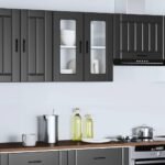 Kitchen Wall Cabinet with Glass Door "Porto" Black